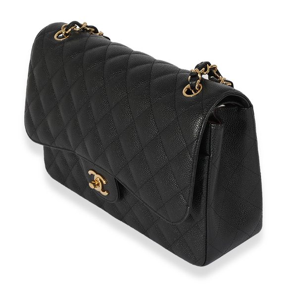 Chanel Black Quilted Caviar Classic Jumbo Double Flap Bag - Picture 2 of 8
